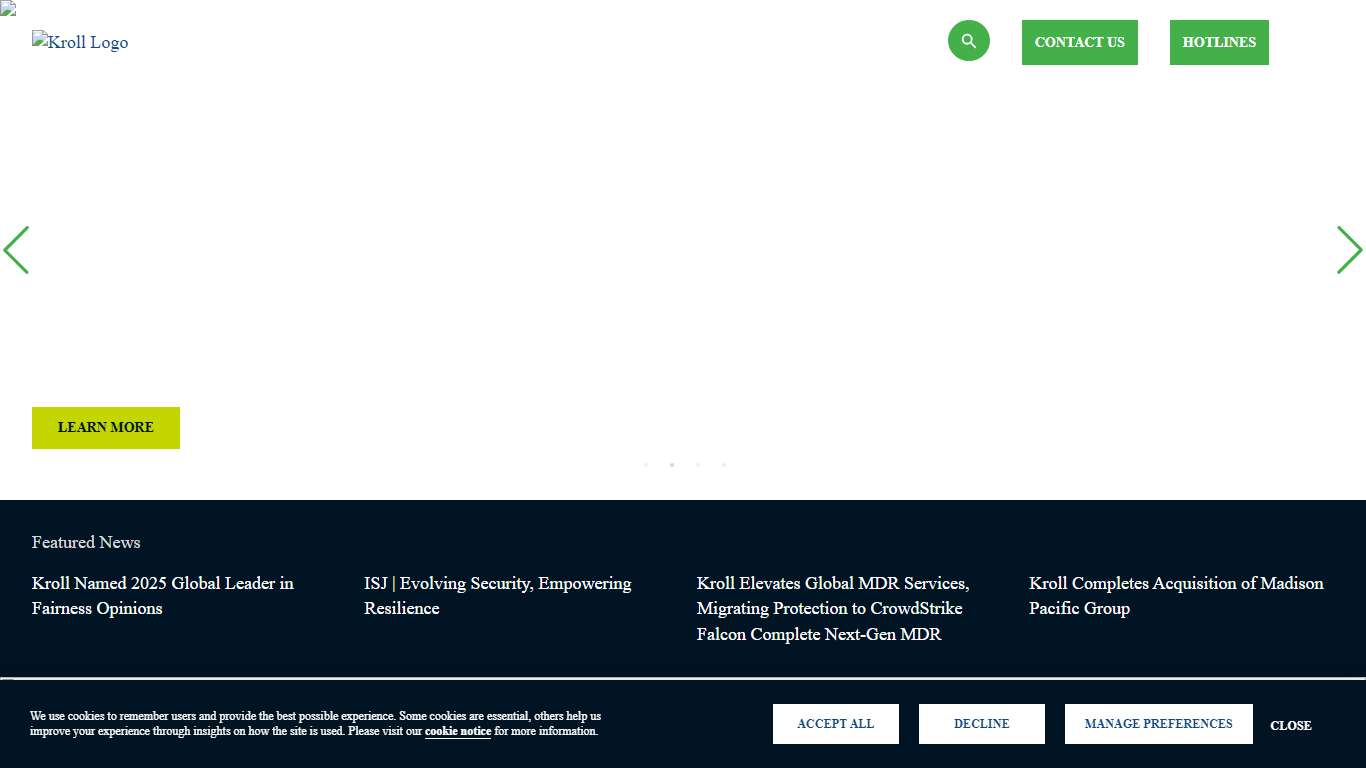 Kroll Financial and Risk Advisory Solutions